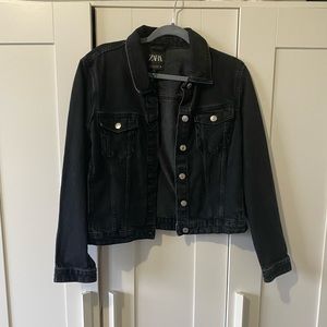 zara black denim jacket